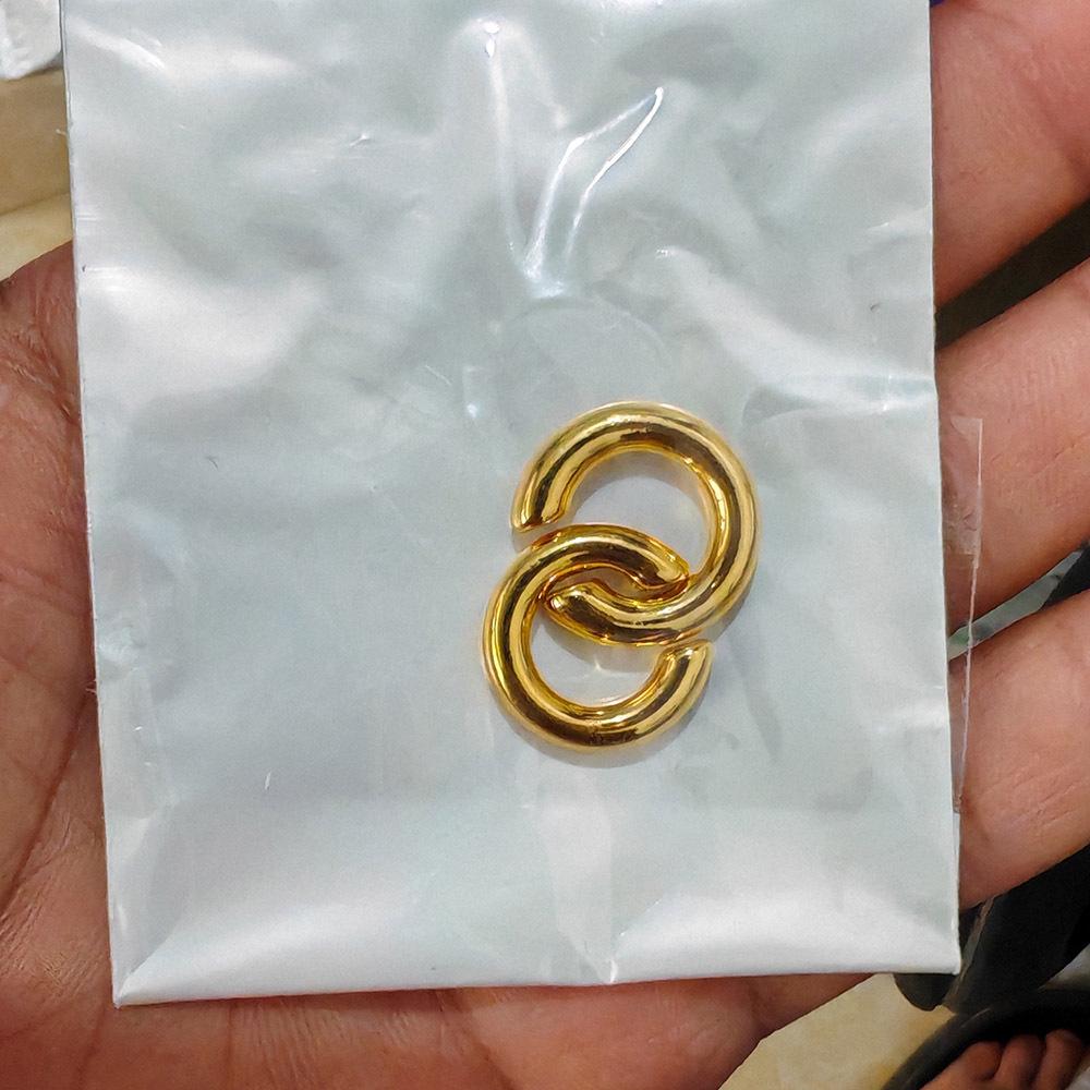 Minimalist Asymmetrical Double Circle C-Shaped Metal Ear Cuff Jewelry
