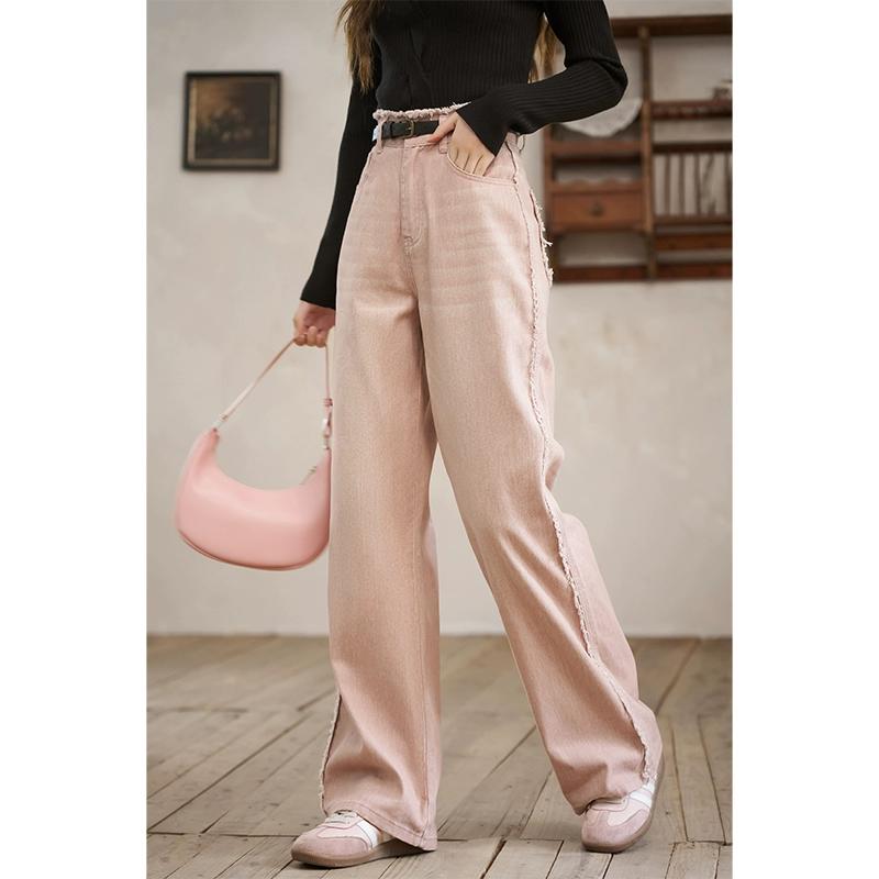 

Женские джинсы Mishow, новинка 2024 года, универсальные свободные прямые брюки с высокой талией из 100% хлопка, элегантные нишевые дизайнерские брюки MXD12K0535 M