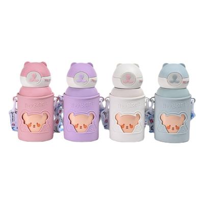 Children's 316 Stainless Steel Vacuum Flask Large-capacity Portable Suction Cup Cute Bear Vacuum Bouncing Cup