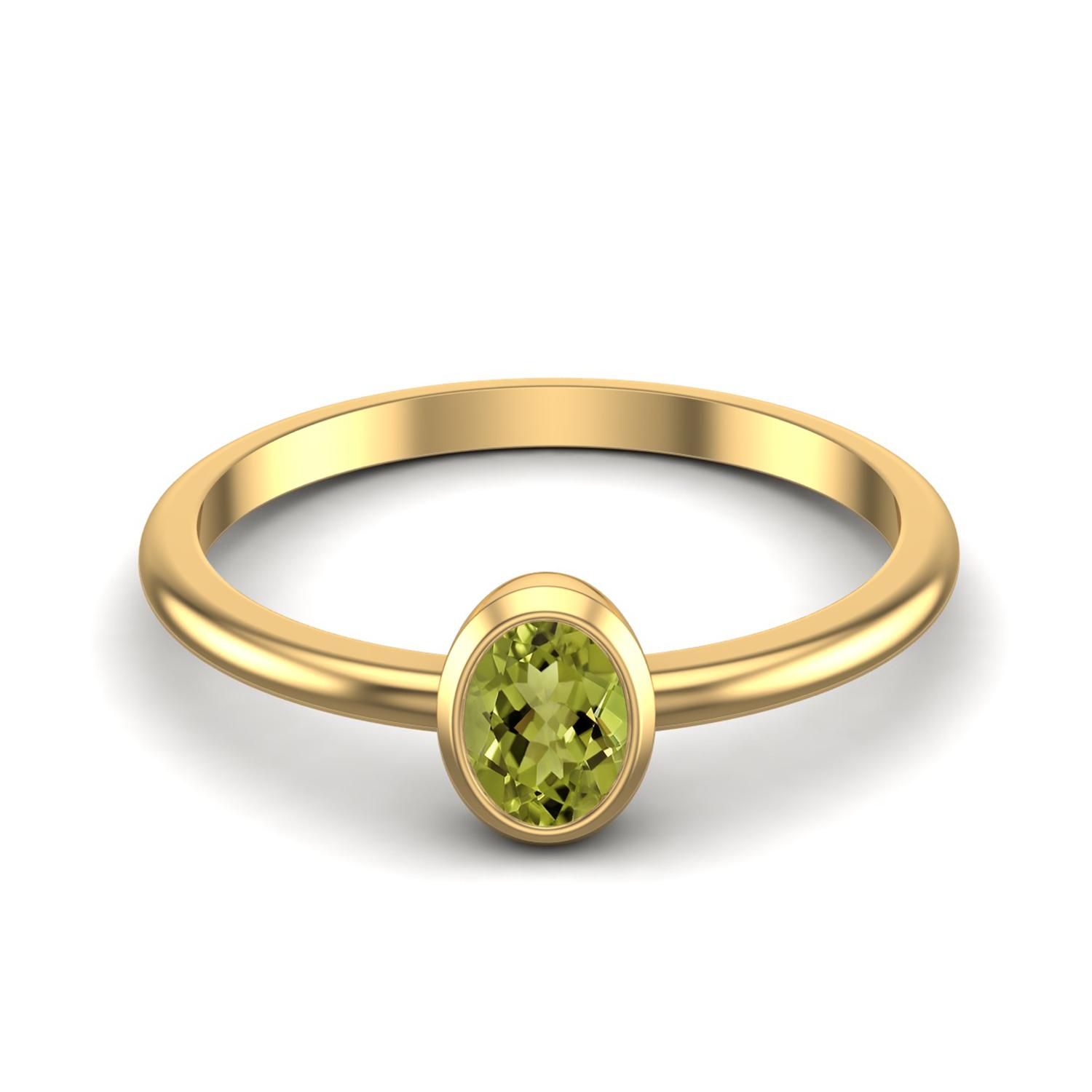 0.25 Ctw Oval Peridot 925 Sterling Silver Gold Vermeil Solitaire Women Wedding Ring 9