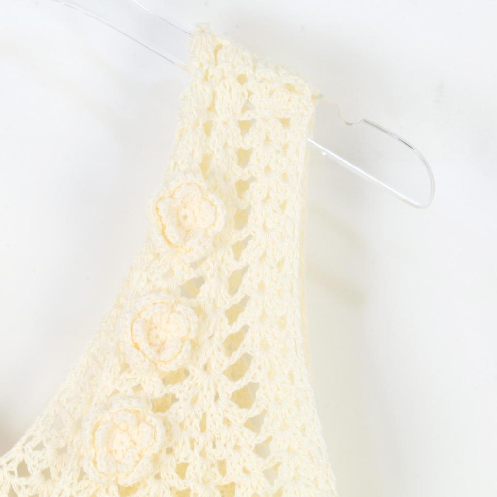 Three-Dimensional Handmade Crochet V-Neck Camisole: Sweet & Spicy Hollow-Out Knitted Top for Women - Spring/Summer Fashion Vest.