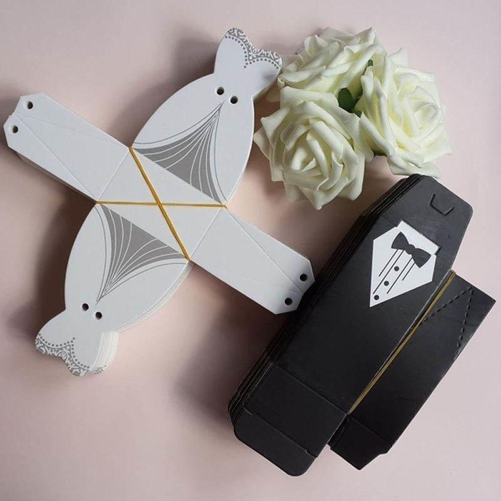 New Tuxedo Dress Gift Ribbon Candy Boxes Groom Bridal Favor Gift Wedding Party