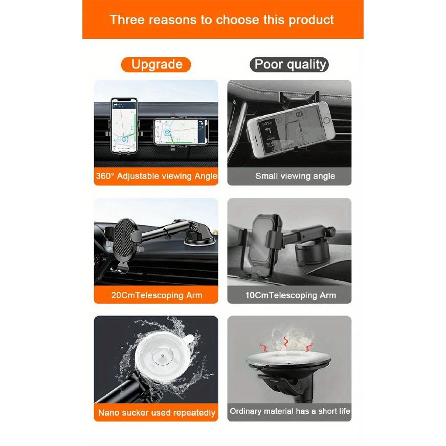 Universal Dashboard Car Phone Holder Multi-Functional 360 Rotating GPS Navigation Air Vent Mount Sucker Bracket Car Phone Mount