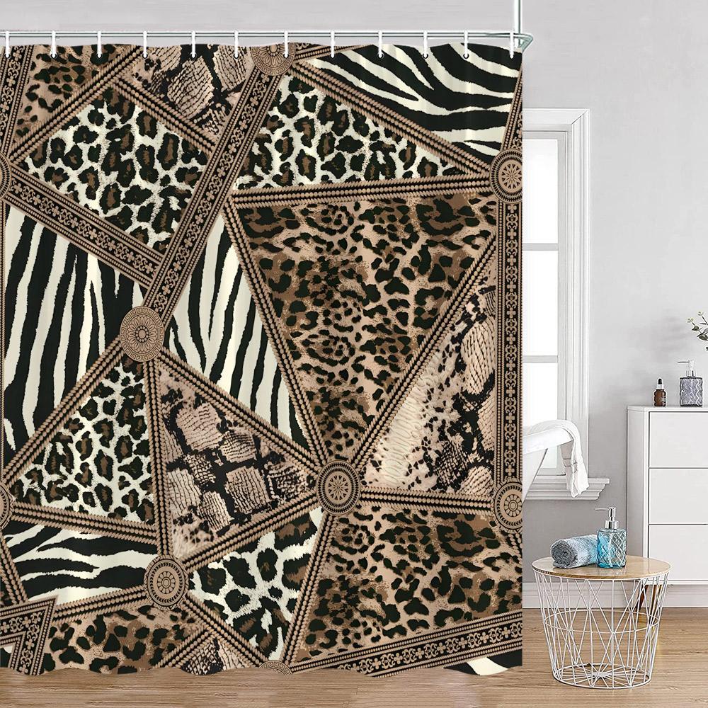 Leopard Pattern Shower Curtain Panther Wild Animals Modern Fashion Bathroom Decorations Ployester Bathtub Curtain with Hooks
