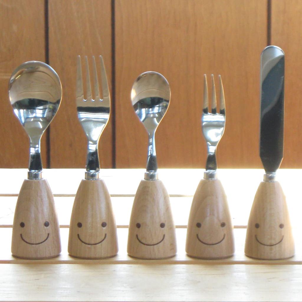 Nagao Waiwai Kitchen Stand Cutlery Set Butter Gift Box Included Made In Japan (5 Pieces Spoon, Fork, Knife) - - - WY-48