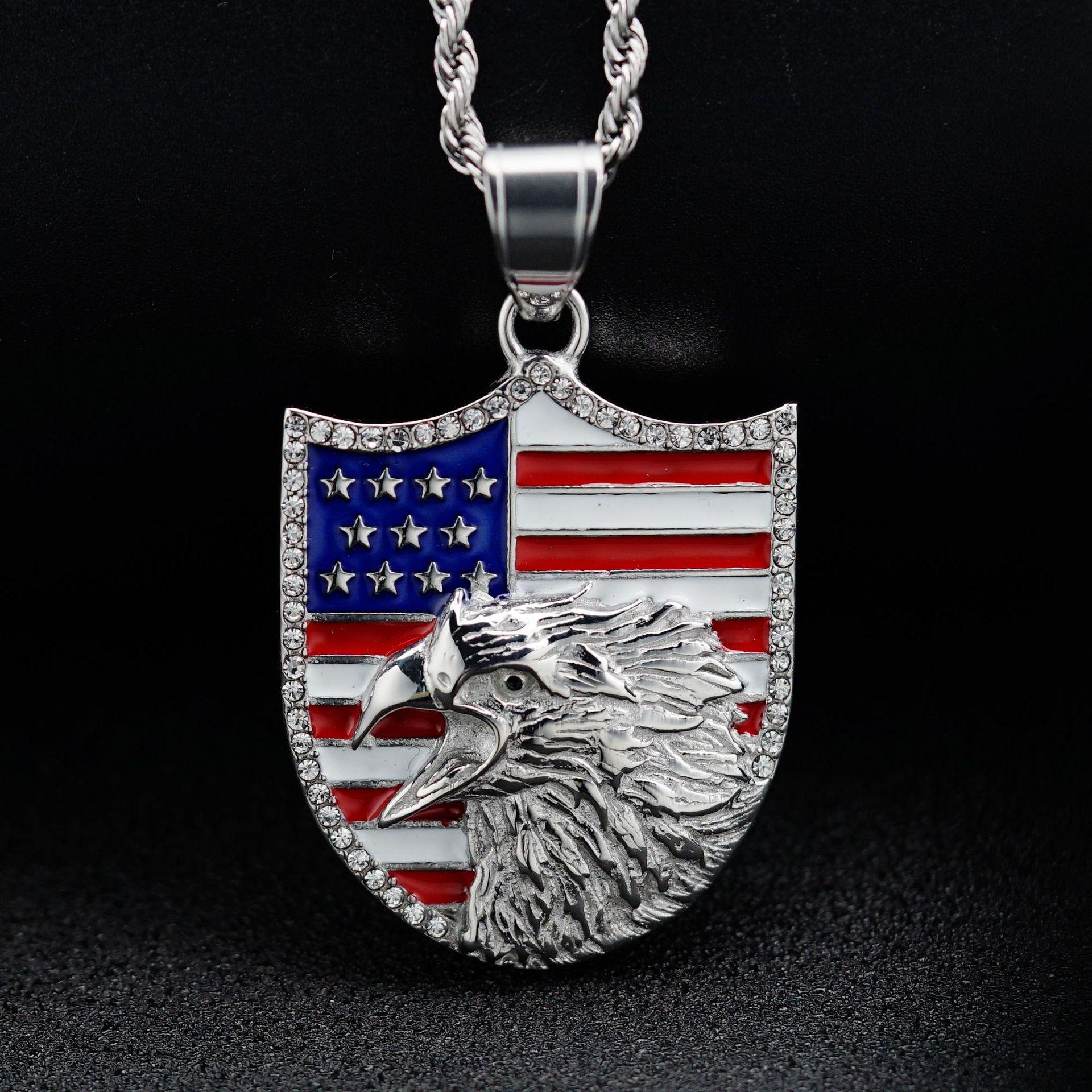 Подвеска Хип-Хоп Хипхоп Украшения Флаг Орел Аксессуары Ожерелье 50CM