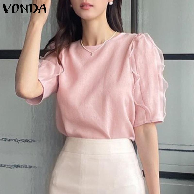 

VONDA Элегантные женские повседневные топы с короткими рукавами