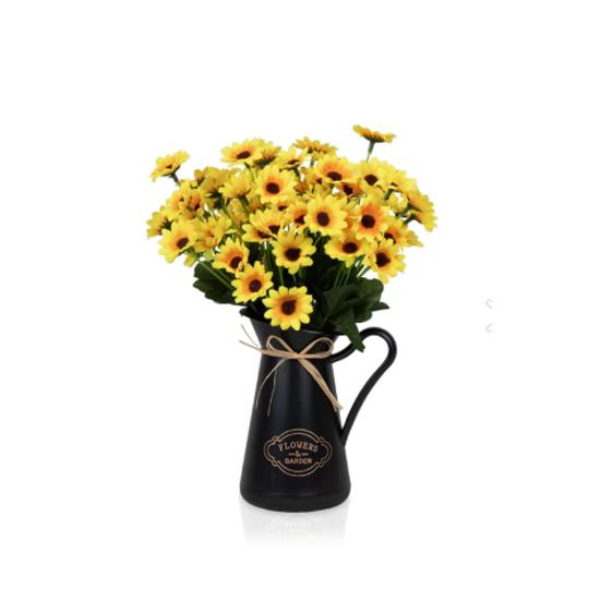 

3 букета искусственных цветов ромашки в черном горшке