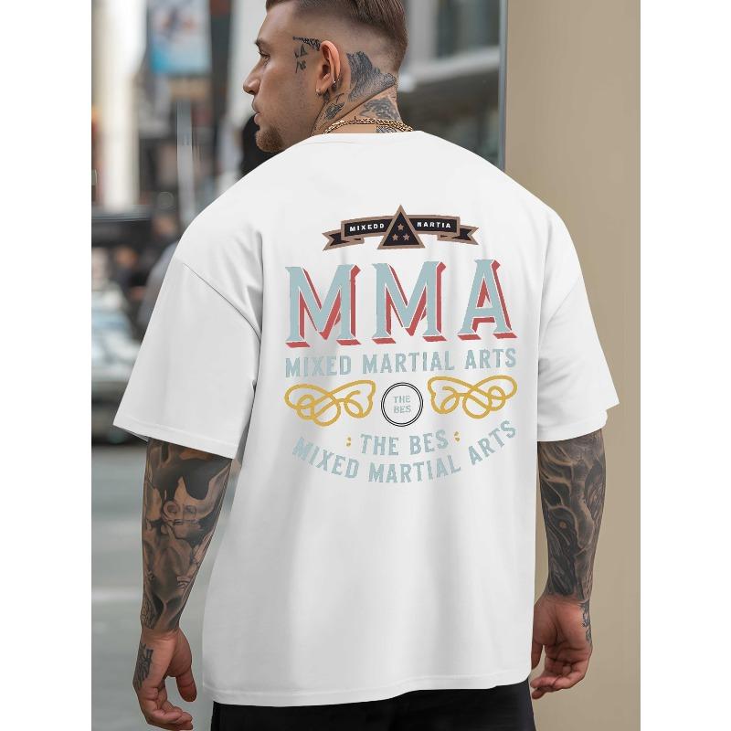 European Size Casual Short-Sleeved T-Shirts for Summer Outdoor Activities in Mixed Martial Arts, Featuring Trendy Prints for Men, Loose-Fitting Styles