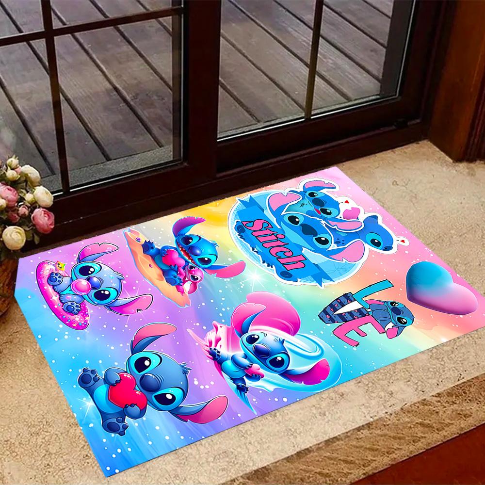 Stitch Stars Fantasy Artwork Disney Cartoon Theme Anti-Slip Rug - Polyester, Home Decor, Suitable for Bedrooms, Living Rooms, Doorways, and Studios