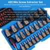 27PCS 42CrMo Screw Extractor Set, Easy Out Bolt Extractor Kit with 3 8 Inch Drive Hex Head, Multi Spline Rounded Bolt