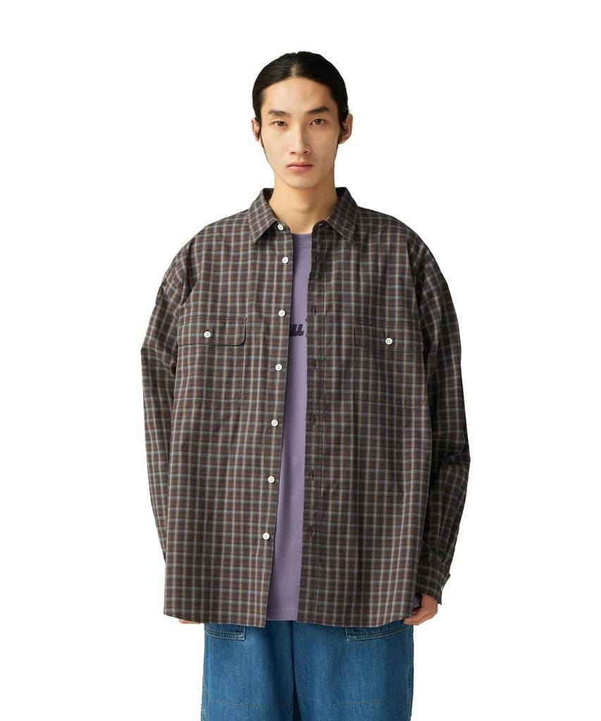 Snow Peak Organic Cotton Ombre Check Shirt Long and Size Brown CH SH-25AU005, Sleeve, Men's Women's, L,