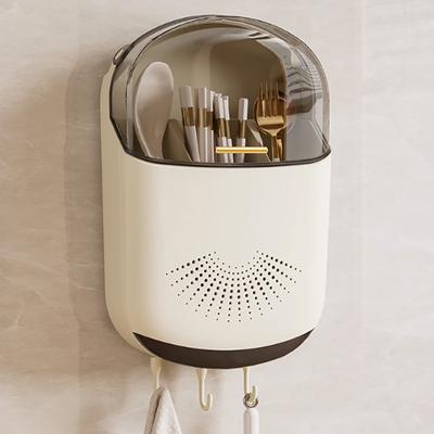 Cutlery Storage Box With Cover Lid On The Wall Storage Box Flatware Kitchen Household Utensil Dust Proof Chopstick Holder