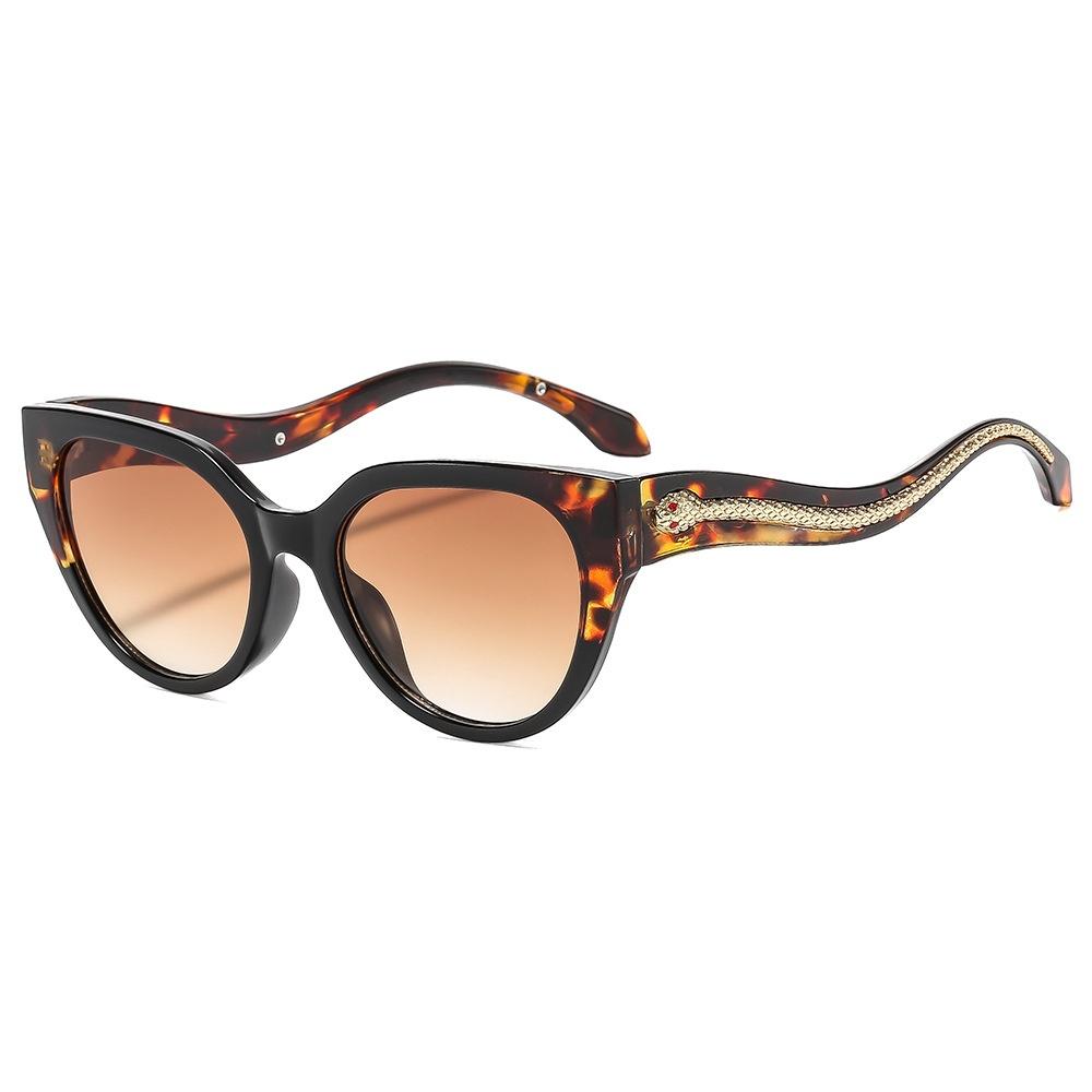 New Retro Cat Eye Fashion Women Sunglasses  Luxury Brand Snake Pattern Inlay Temple Design Punk Trend Men Uv400