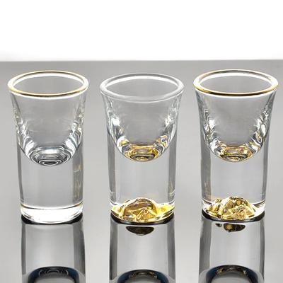 6PCS Crystal Liquor Spirits Shot Glasses Gold Foil Rim Mountain Wine Glass Vodka Whisky Bar Brandy Snifters Bullet Cups