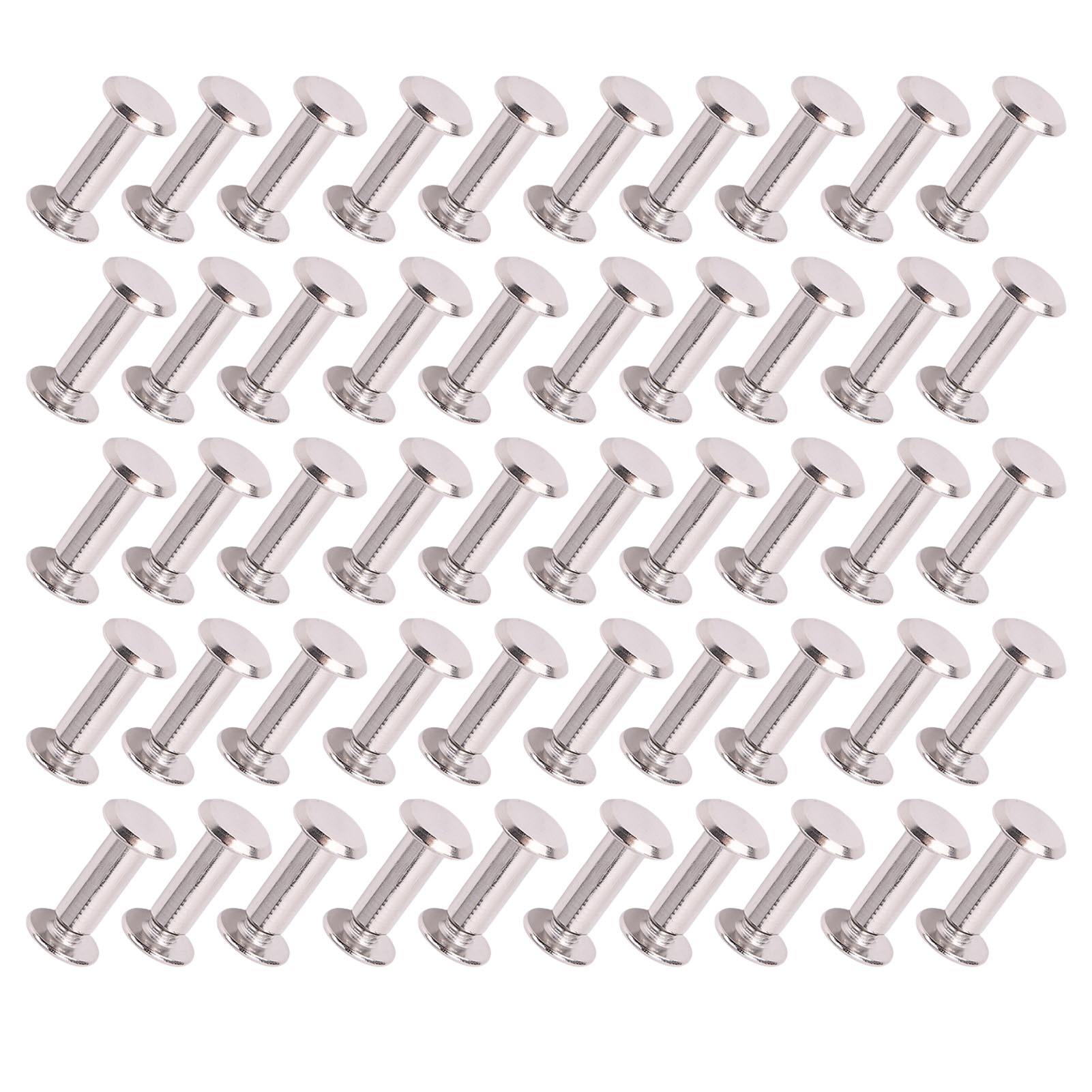 

50 Pairs 0.24x0.63x0.43in M5 Stainless Steel Rivet Nuts Flat Round Head Rivet Stud Set for Leather