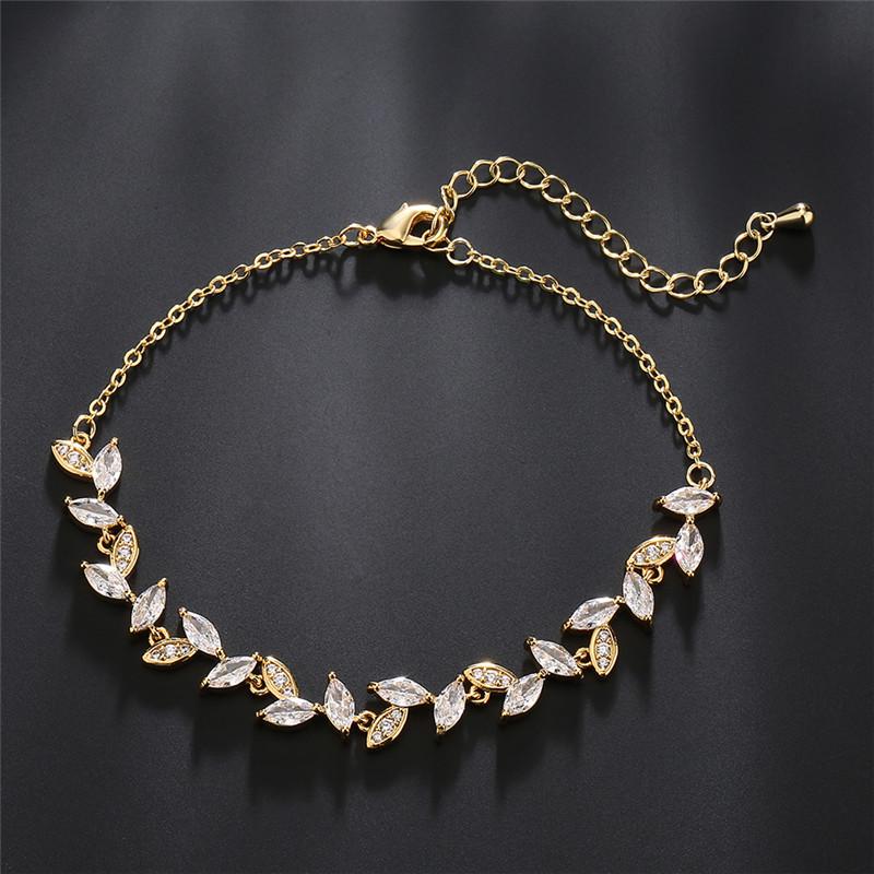 

RAKOL High Quality AAA Zircon Fresh Leaves Korean Fashion Bracelet for Women