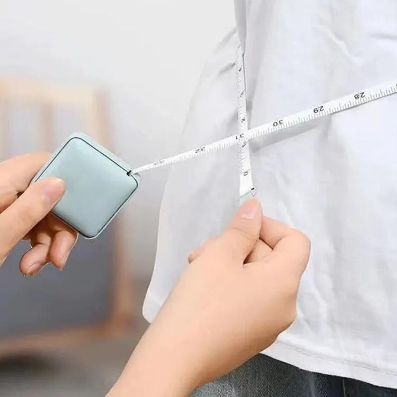 1pc Soft Square Tape Measure Push Button Measuring Tape Body Measuring Soft Tape Retractable Inch Tape For Sewing Dou