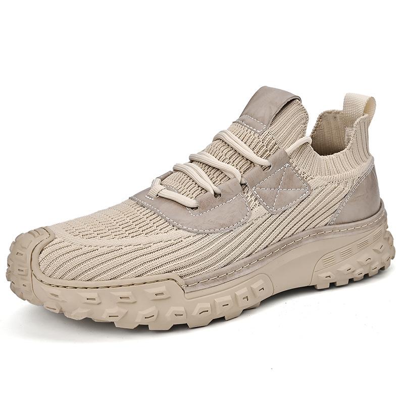Sneakers men's 2025 new soft-soled non-slip fly-woven lace-up casual shoes platform-soled trend versatile jogging shoes men's shoes