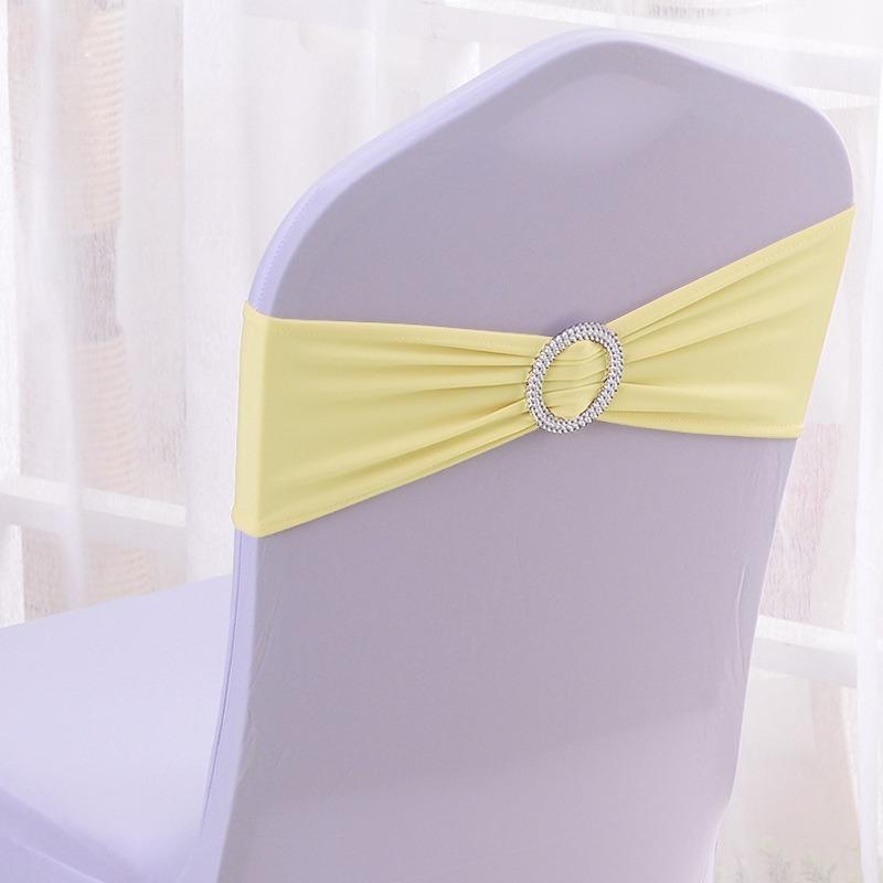 Wedding Decoration Birthday Party Chair Cover Elastic Hoop Bow Tie Elastic Fabric with Circular Buckle Suitable for All Banquet Chairs in The Hotel