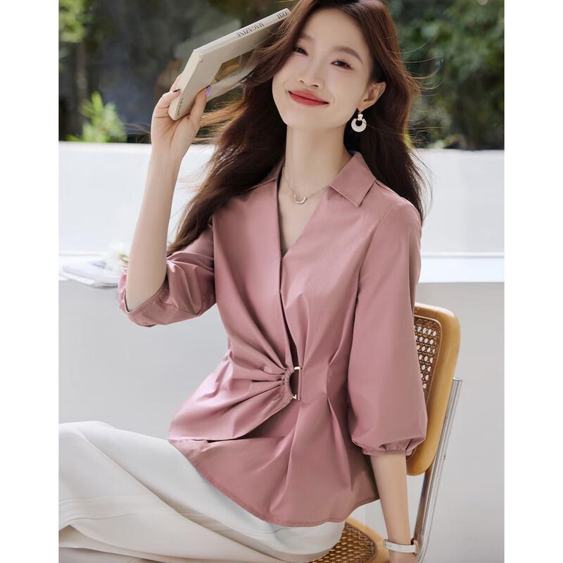 Women's Deconstructed V-Neck Pleated Waist Blouse