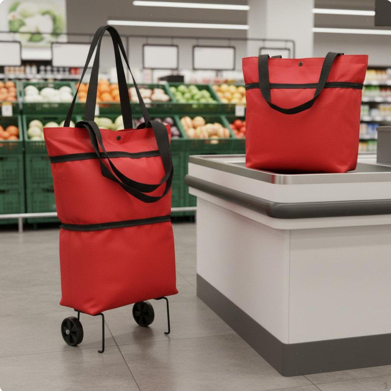 Foldable Shopping Bag with Wheels Lightweight