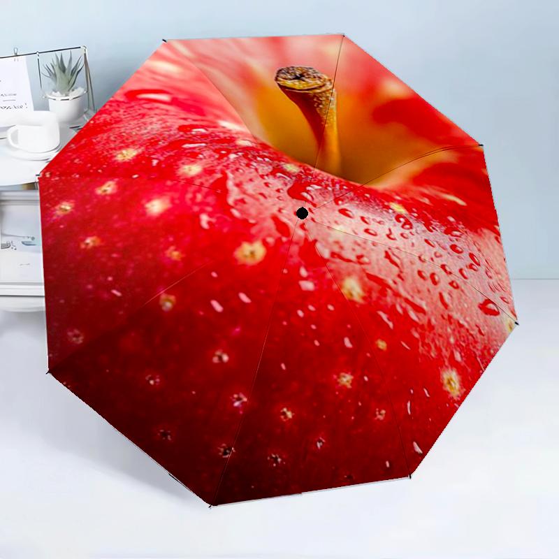 Wet Apple Close-up 8-Frame for Travel, camping, Casual Lightweight Portable Umbrella, Essential for every family Holidays Birthday Gift