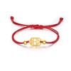 Zhou Family Sand Gold Plated Copper Bracelet - Unisex Ping An Fu Lucky Red Rope Jewelry