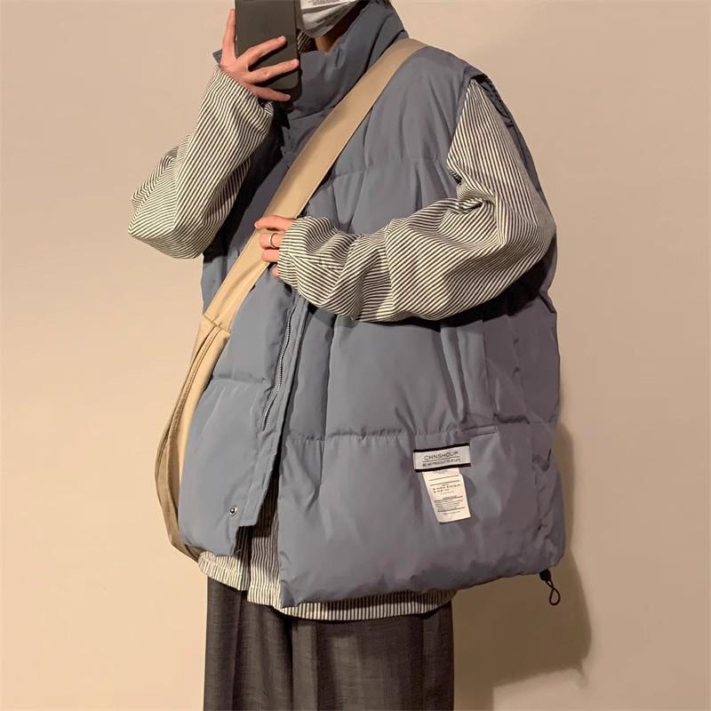 Men's Retro Hip Hop Down Cotton Vest - Autumn/Winter Warm Waistcoat Jacket