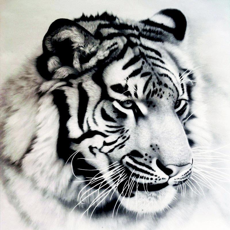 Full Drill Square Diamond Painting Tiger Needlework Art Diamond Embroidery Animal Diamond Mosaic Handicraft Home Decor