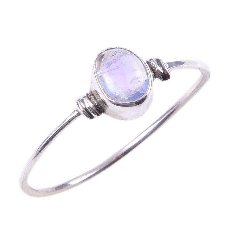 Natural Rainbow Moonstone Gemstone Handmade 925 Solid Silver Ring Size 7 N5u69