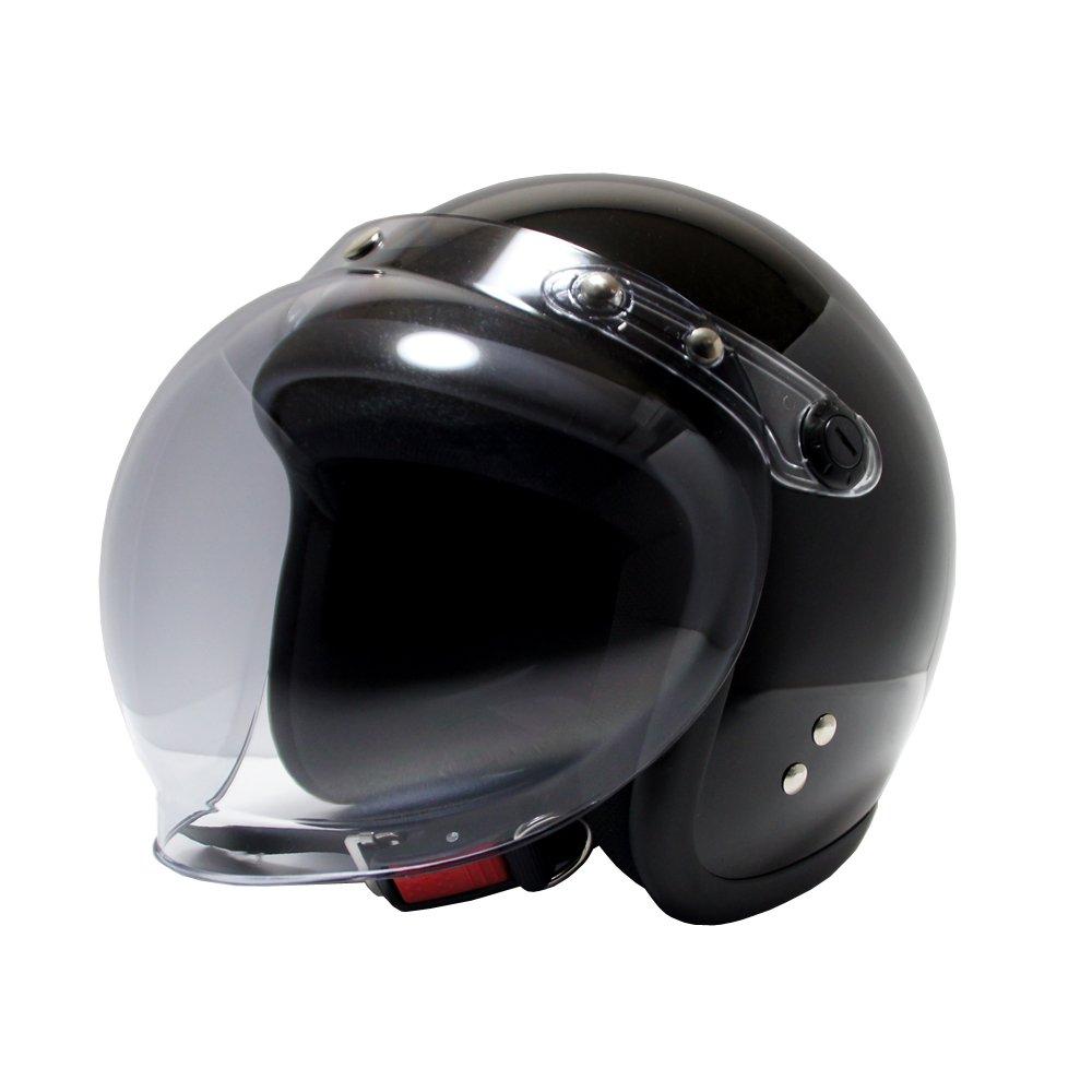 Motorcycle Jet Helmet with Bubble Shield as Standard SG Mark Free [B&B] Equipment, Compliant, Black, Size, BB-004
