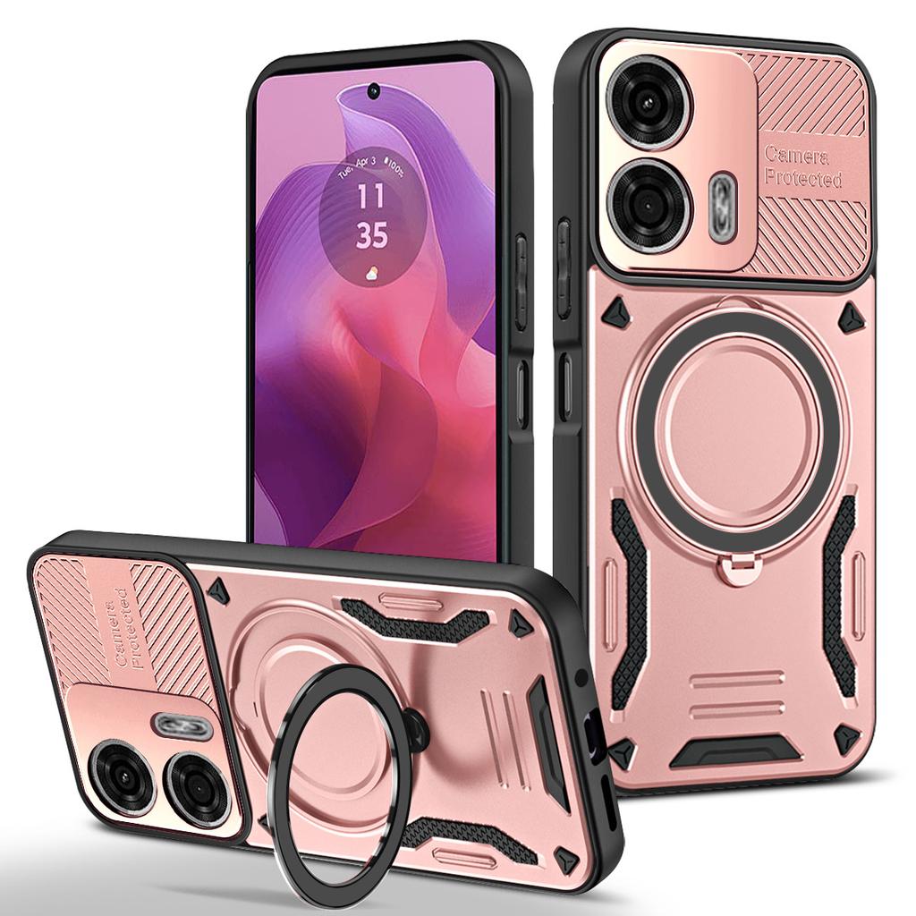 Magnetic Case For Motorola Moto G04 4G / G24 4G Shockproof TPU + PC Phone Back Cover with Kickstand