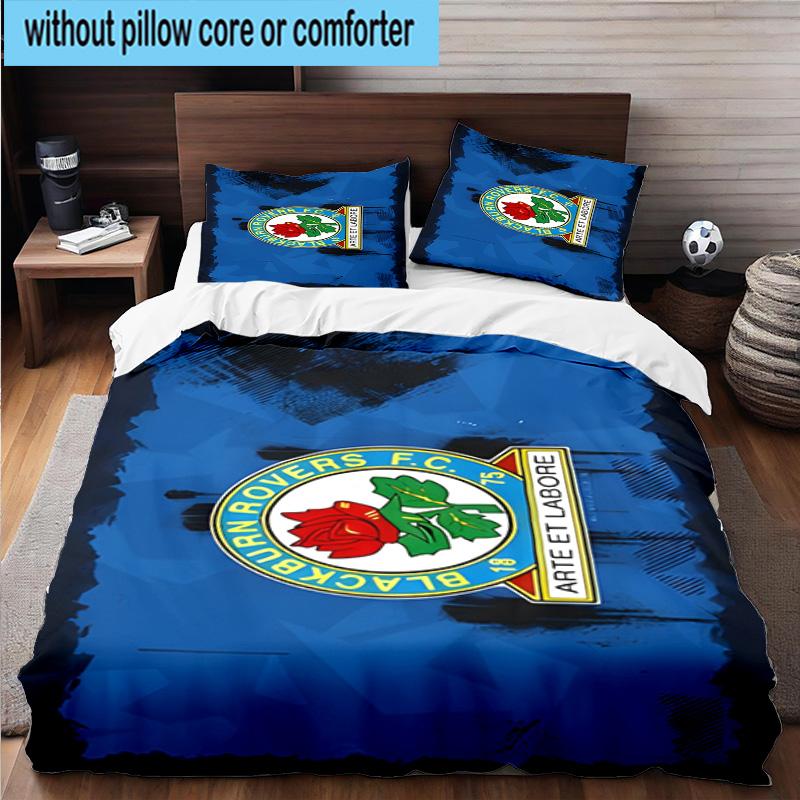 3pcs Blackburn Rovers Crest Football Club Bedding Set Duvet Cover Closure Includes 1 Duvet Cover & 2 Pillowcases Bedding Sets Home Decor Gifts