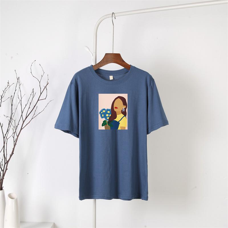 Hirsionsan Nueva Camiseta con Gráfico de Personaje Harajuku para Mujer 100% Algodón Manga Corta Camiseta Verano Suave Oversize Jersey Top