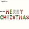 14pcs/set Merry Christmas Balloon Banner Set Aluminum Foil Balloon Christmas Party Decorations Festive Indoor Outdoor Decoration