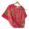 Women Cotton Summer Red Sleepwear Tibetan Tiger Print Long Maxi Caftan Dress CKFTN-SCRN-FULL-BUYIT-106