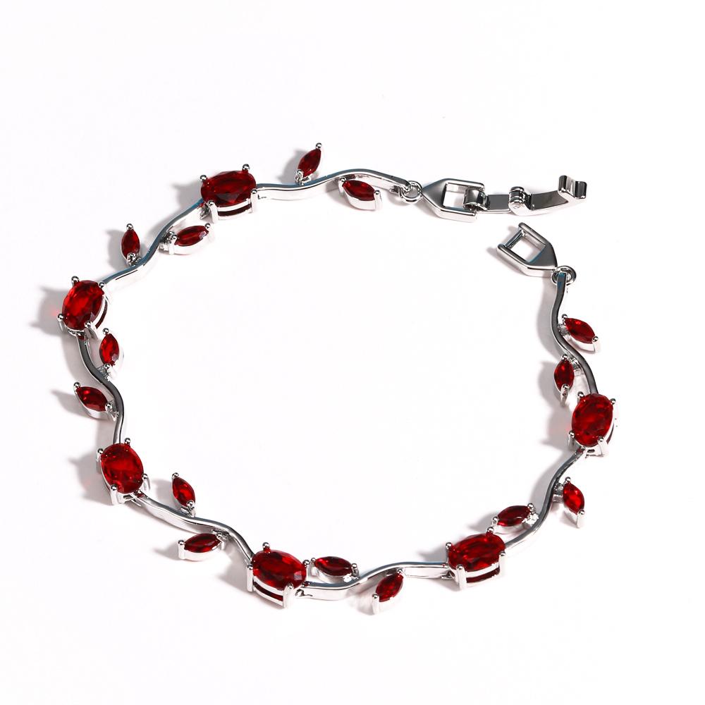 Colorful Trendy Charm Marquise Cut Cubic Zirconia Bracelets For Women CZ Leaf Bridal Wedding Party Jewelry Gift