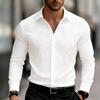 Men's Casual Long-Sleeve Slim Fit Black Geometric Pattern Breathable Versatile Formal Shirt Fashion Outdoor Men's Top