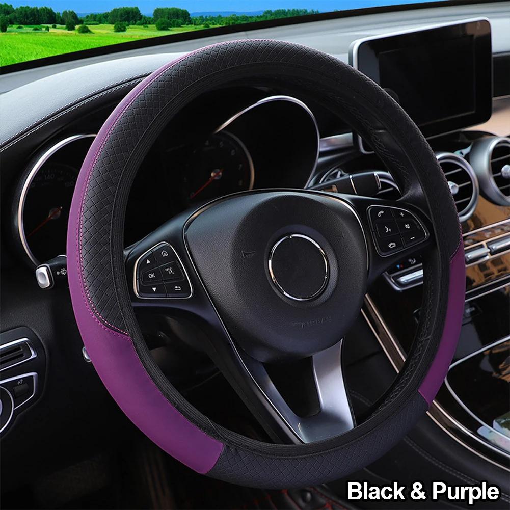 Sport Car Steering Wheel Covers Anti-Slip PU Leather fit 37~38cm Steering Wheel Car-styling 9 Colors Auto Accessoires Universal
