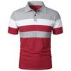 Men's Fashionable Short-Sleeved Lapel Shirt with Chest Stripes