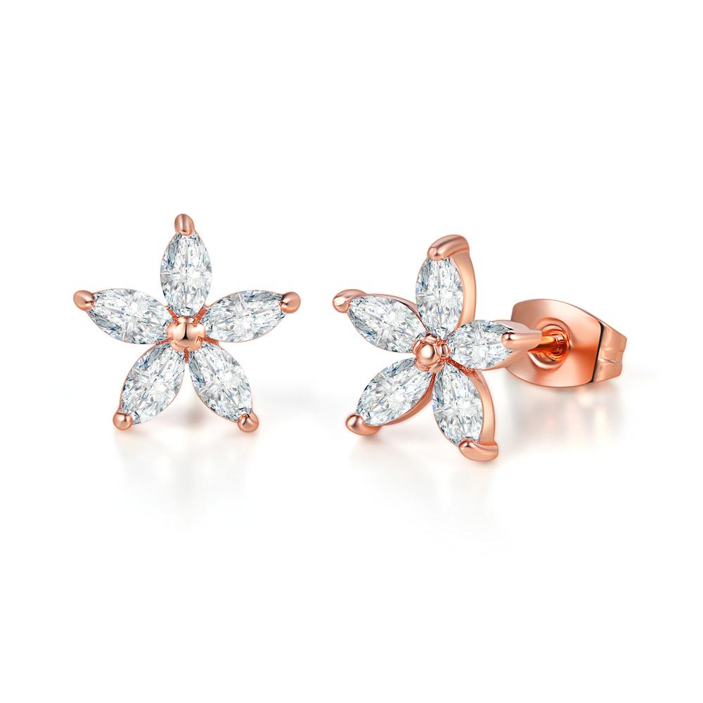 

ZHOUYANG Multicolour Wintersweet Rose Gold Color Stud Earrings For Women Rainbow Genuine Austrian Crystal Korean Jewerly E007