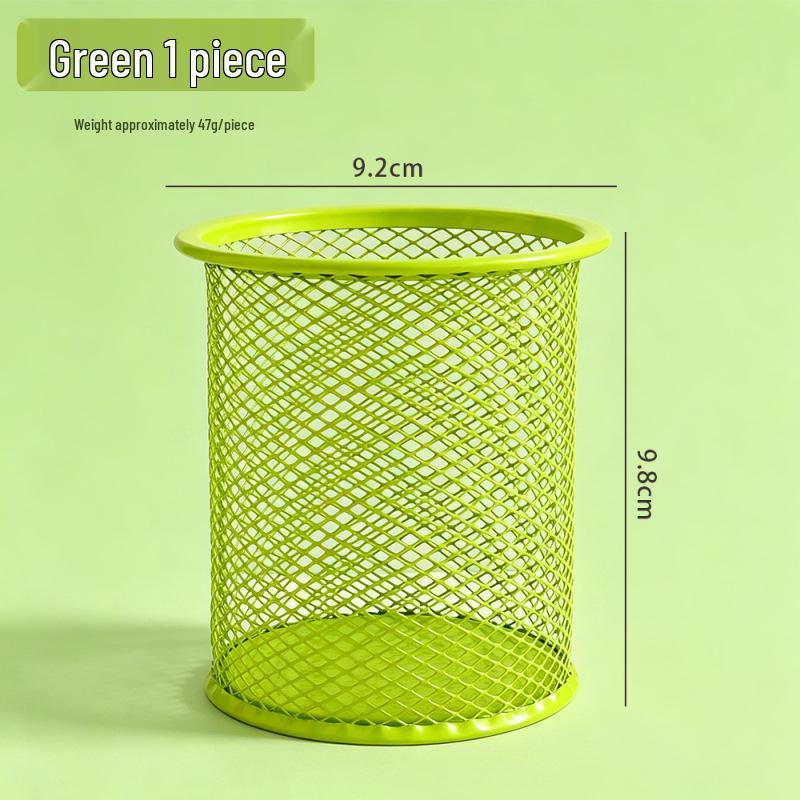 Korean Fashionable Metal Pen Holder - Round, Colorful Desktop Organizer