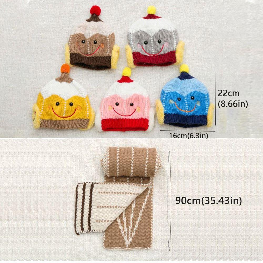 Cartoon Snowman Children Hat Scarf Set Ear Protection Warm Beanie Caps  Children Accessories