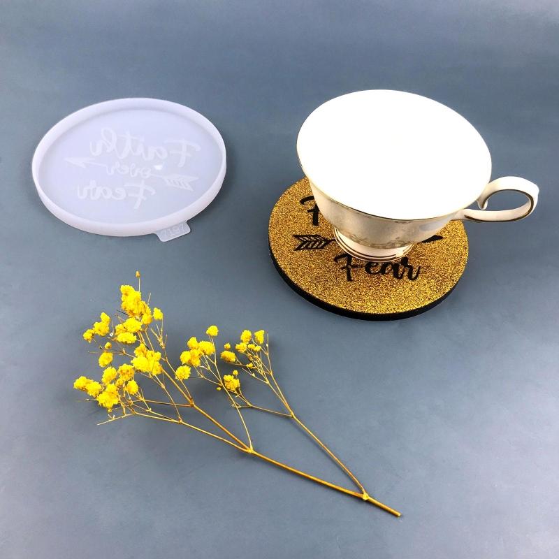 Resin Coaster Molds Round Storage Tray Mould Silicone Agate Coaster Molds Creative Faith Molds for Making DIY Craft