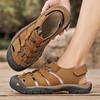 Men's Summer Closed-Toe Leather Sandals for Casual Outdoor Hiking and Beach Activities