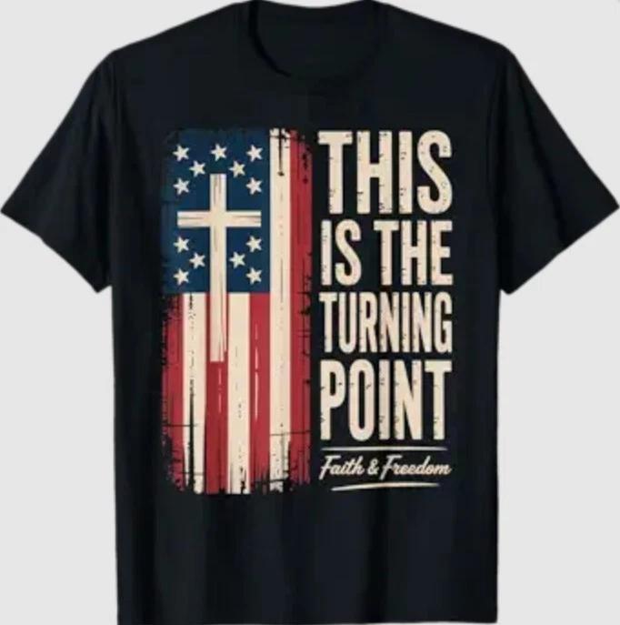 This is The Turning Point Patriotic Faith USA T-Shirt L