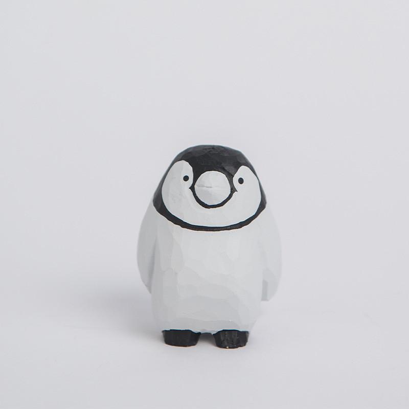 Handmade Wooden Penguin Figurine Office Desk Decor Modern Style For Birthday Gift
