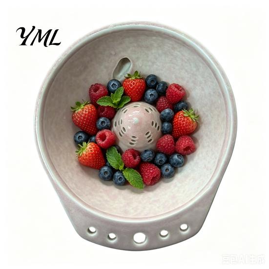 Gemüse- und Obstschale Keramik-Beerenwaschschale mit Abflusslöchern, Reinigungs-Küchensieb Wirbelsieb für Erdbeeren