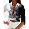 Boutique Pattern Printed Button Long Sleeve Women's Shirt Vintage Elegant Office Fashion Large Size Women's Daily Lapel Shirt